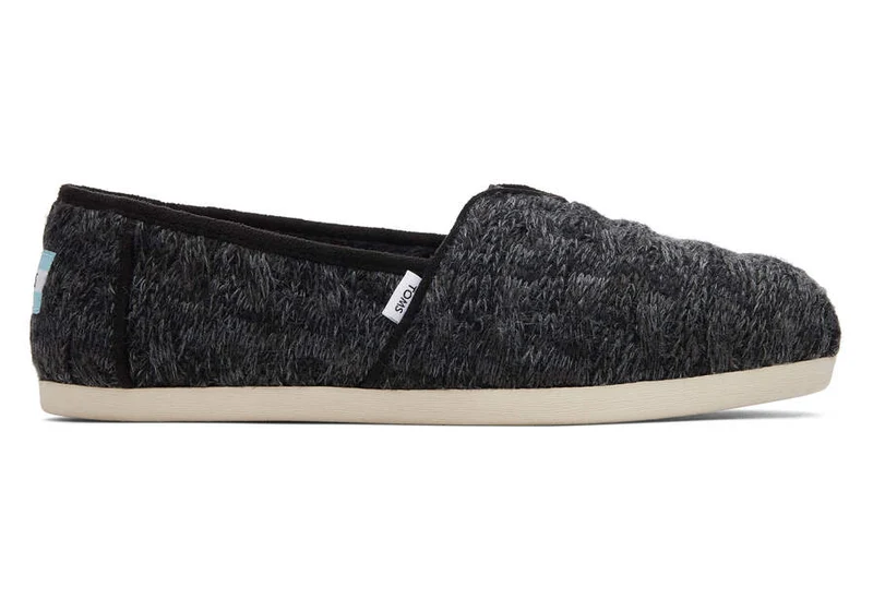 TOMS Alpargata-Espadrille aus Kunstfell für Damen – Schwarz gestrickt