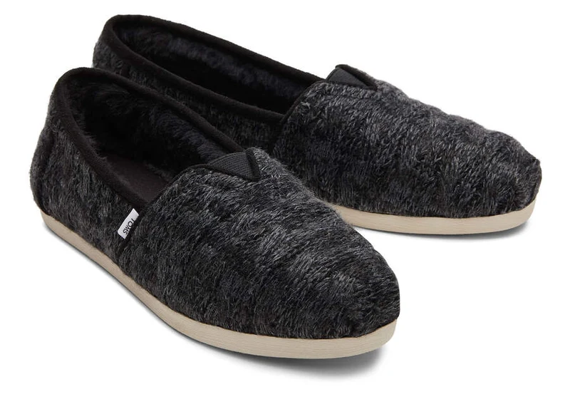 TOMS Alpargata-Espadrille aus Kunstfell für Damen – Schwarz gestrickt