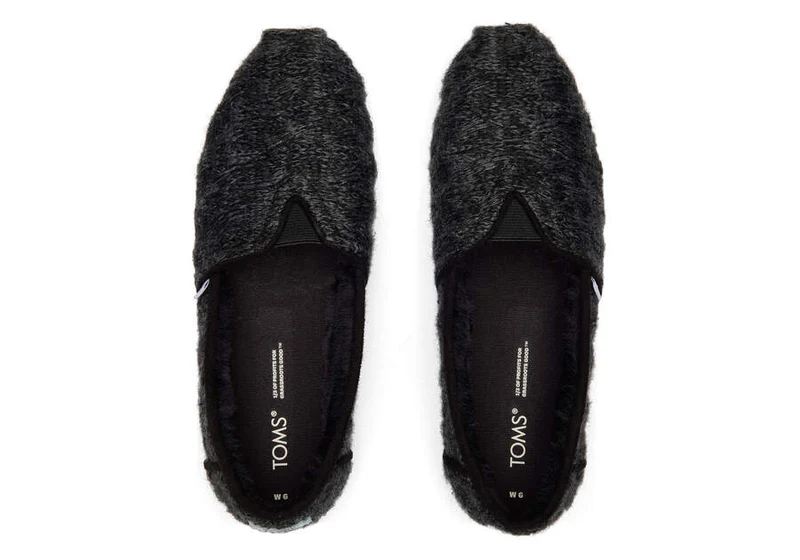 TOMS Alpargata-Espadrille aus Kunstfell für Damen – Schwarz gestrickt