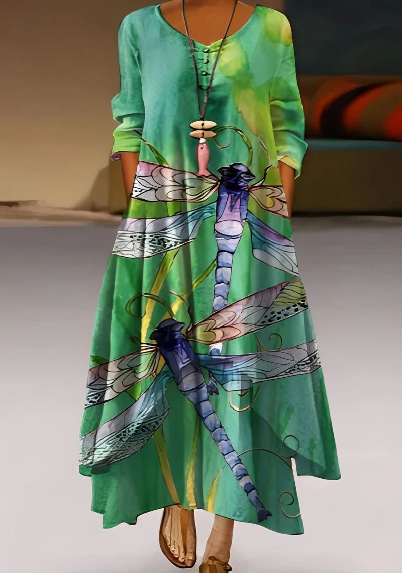 Belle - Stilvolles, locker sitzendes Kleid mit Print für Damen