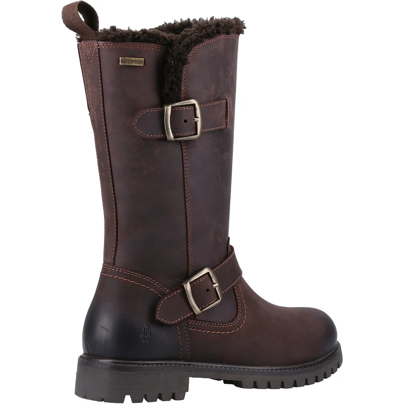 Hush Puppies Damen-Stiefel „Winnie“ aus mit Lammfell gefüttertem Leder – Braun
