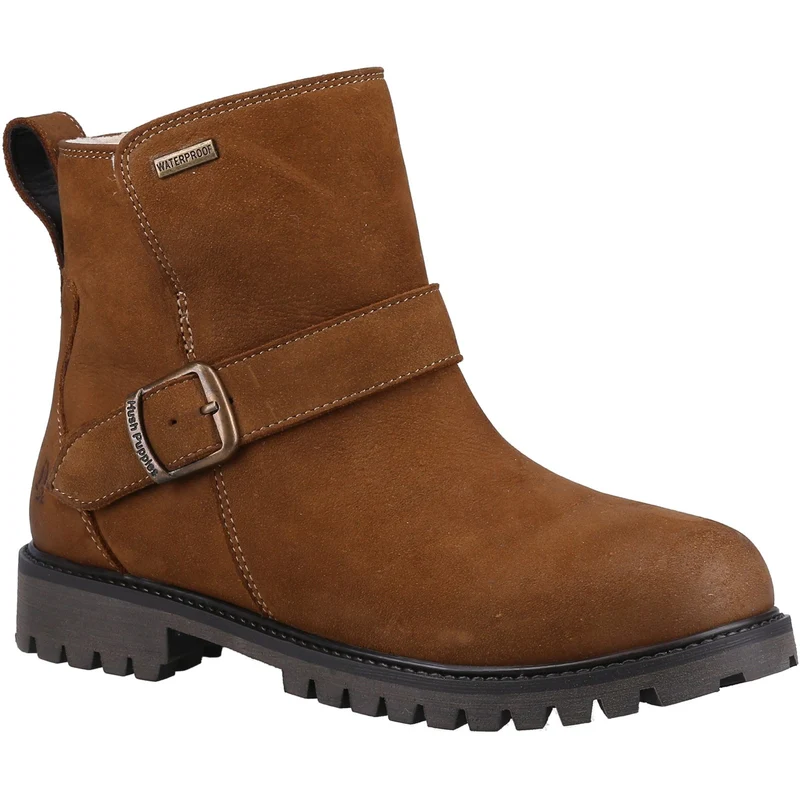 Hush Puppies Damen Wakely Lederstiefel mit Shearling-Futter – Hellbraun