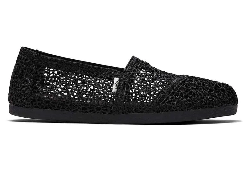 TOMS Marokkanische gehäkelte Alpargata-Espadrille für Damen – Schwarz