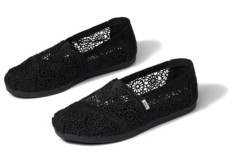 TOMS Marokkanische gehäkelte Alpargata-Espadrille für Damen – Schwarz