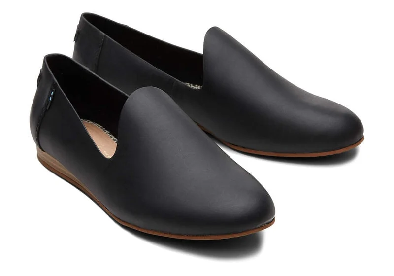 TOMS Damen Darcy Leder-Flats - Schwarz