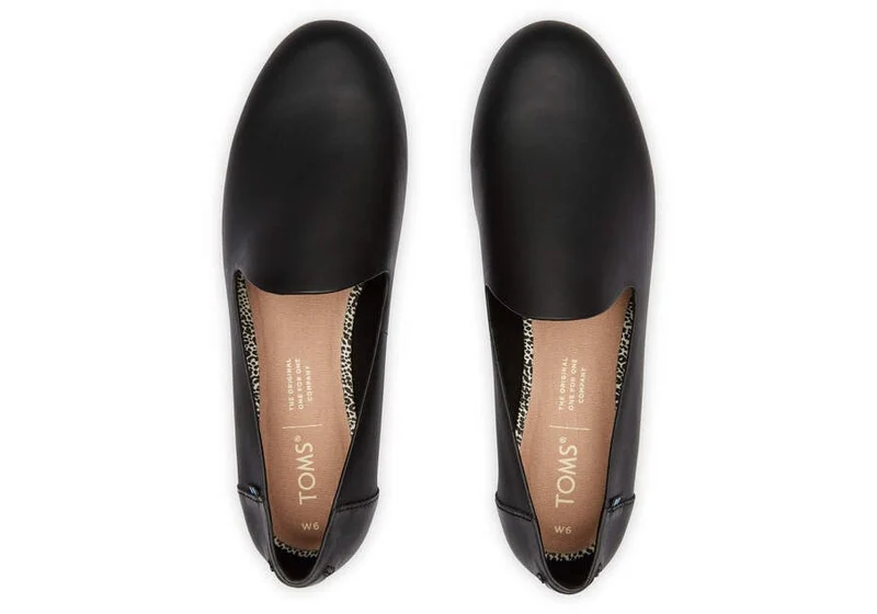 TOMS Damen Darcy Leder-Flats - Schwarz