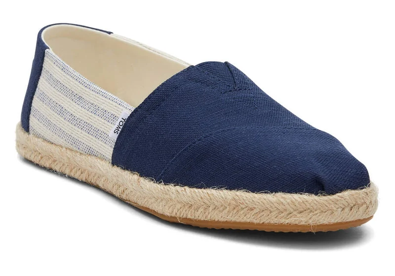TOMS Damen-Espadrille aus recyceltem Baumwollseil von Alpargata – Marineblau gestreift
