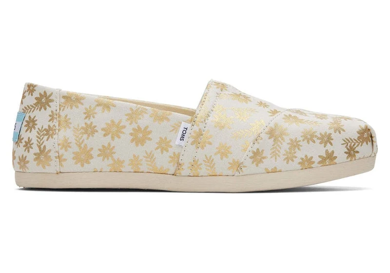 TOMS Alpargata Floral Blooms Espadrille für Damen – Goldfolie