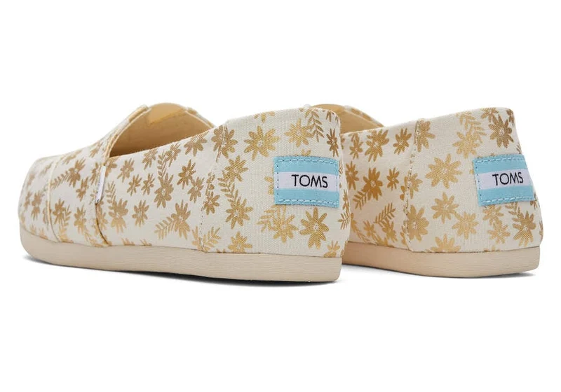 TOMS Alpargata Floral Blooms Espadrille für Damen – Goldfolie