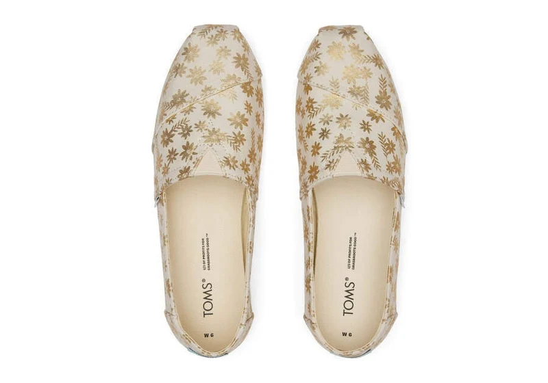 TOMS Alpargata Floral Blooms Espadrille für Damen – Goldfolie