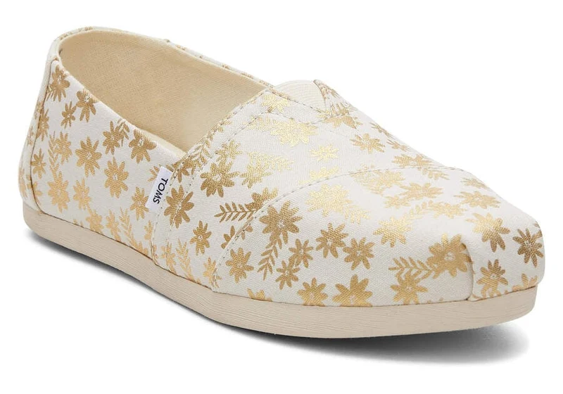TOMS Alpargata Floral Blooms Espadrille für Damen – Goldfolie