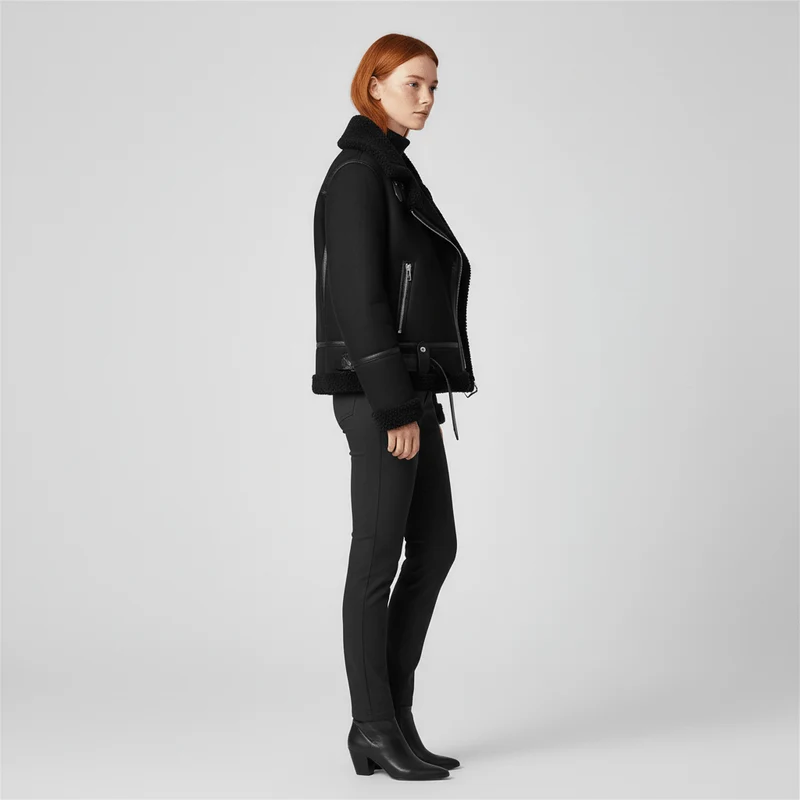 Klassische Lammfell-Inspirierte Jacke - Sophie