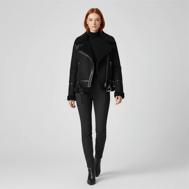 Klassische Lammfell-Inspirierte Jacke - Sophie