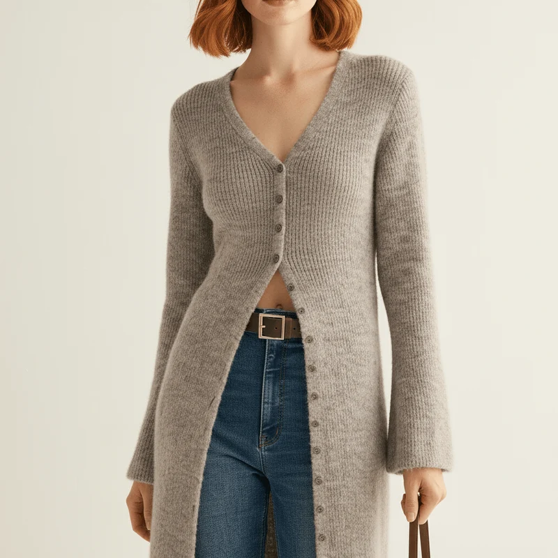 Longline-Cardigan Mit Knopfleiste - Lisann