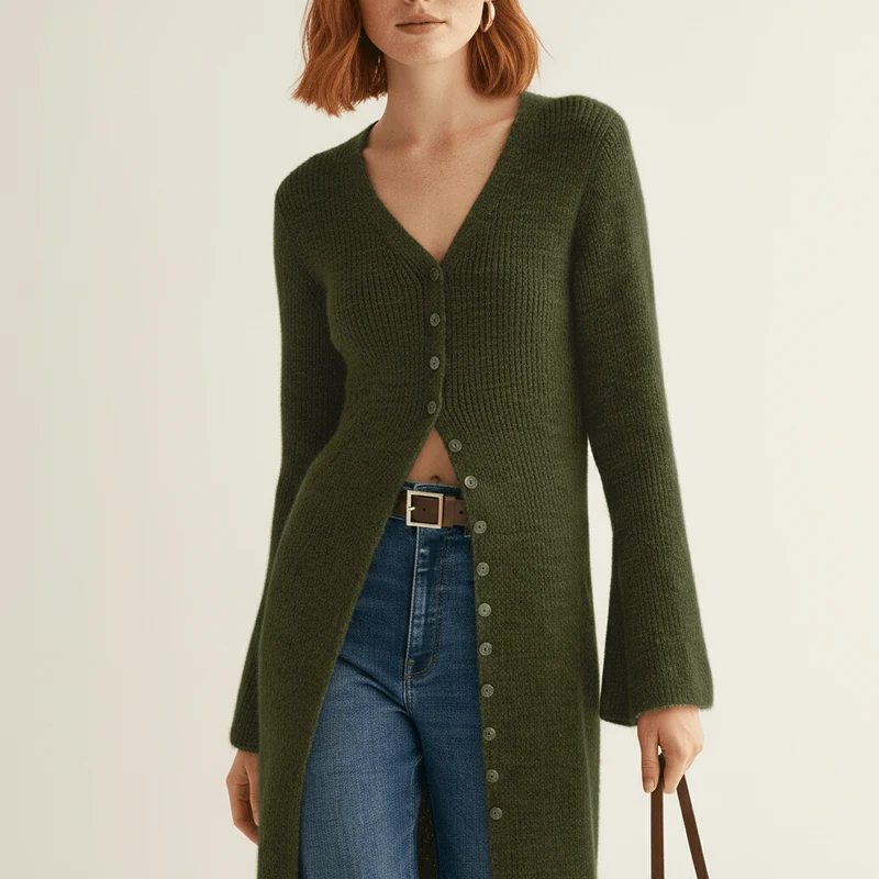Longline-Cardigan Mit Knopfleiste - Lisann