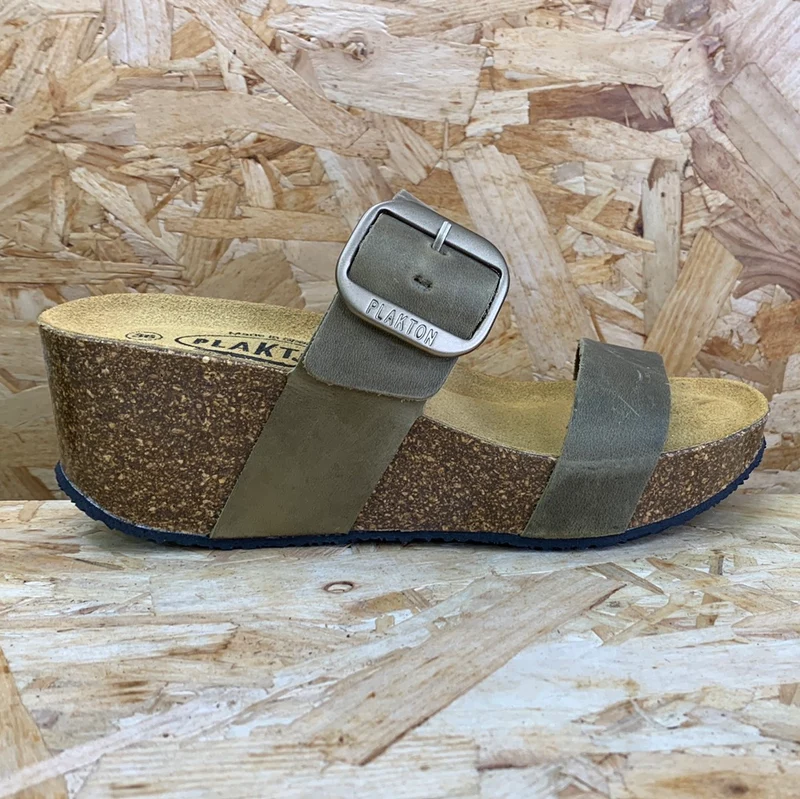Plakton Damen Alicante Hi Apure Ledersandale – Khaki