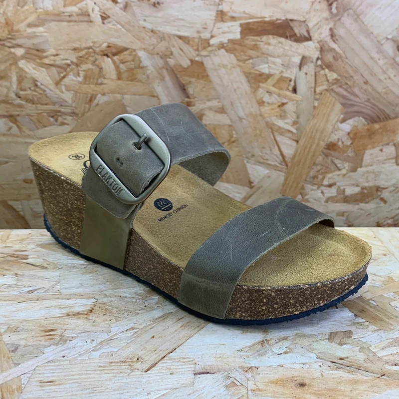 Plakton Damen Alicante Hi Apure Ledersandale – Khaki