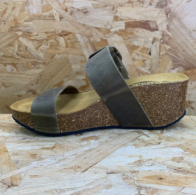 Plakton Damen Alicante Hi Apure Ledersandale – Khaki