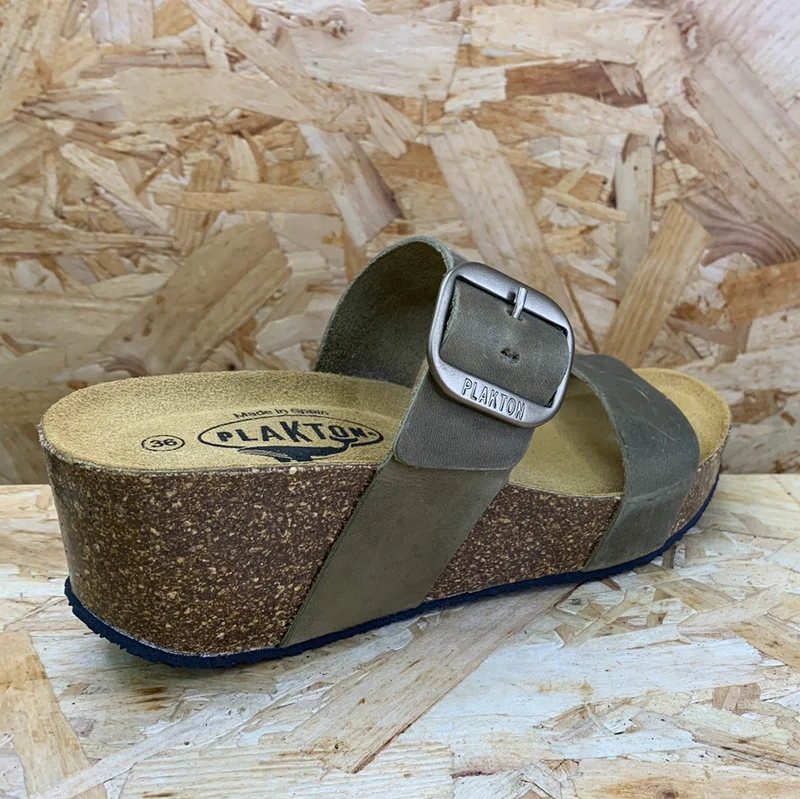 Plakton Damen Alicante Hi Apure Ledersandale – Khaki
