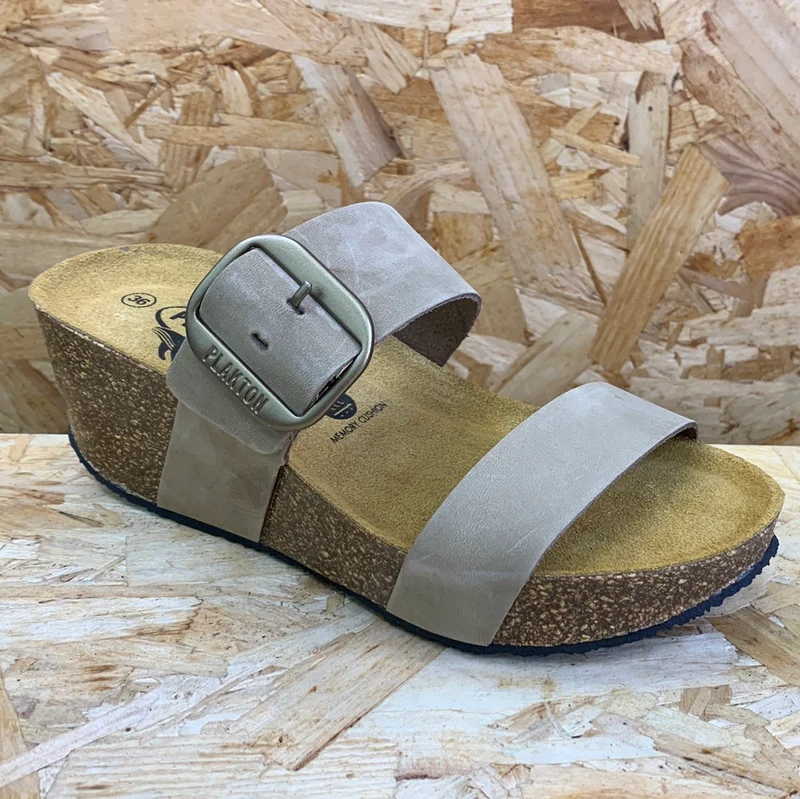 Plakton Damen Alicante Hi Ledersandale – Taupe