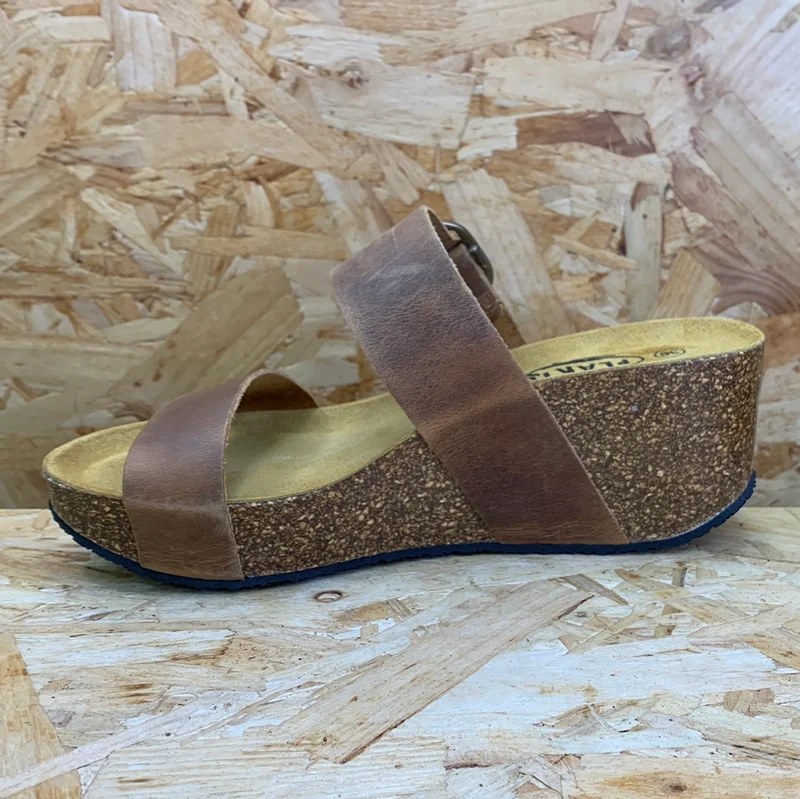 Plakton Damen-Sandale „Alicante Hi Apure“ aus Leder – Eichenbraun