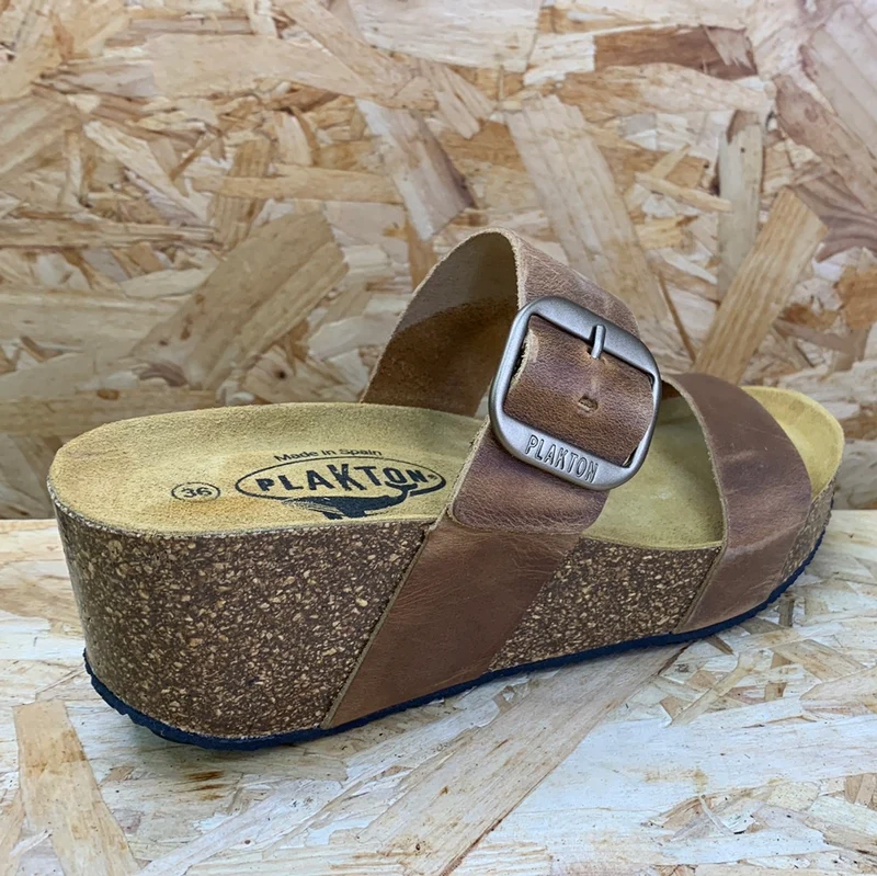 Plakton Damen-Sandale „Alicante Hi Apure“ aus Leder – Eichenbraun
