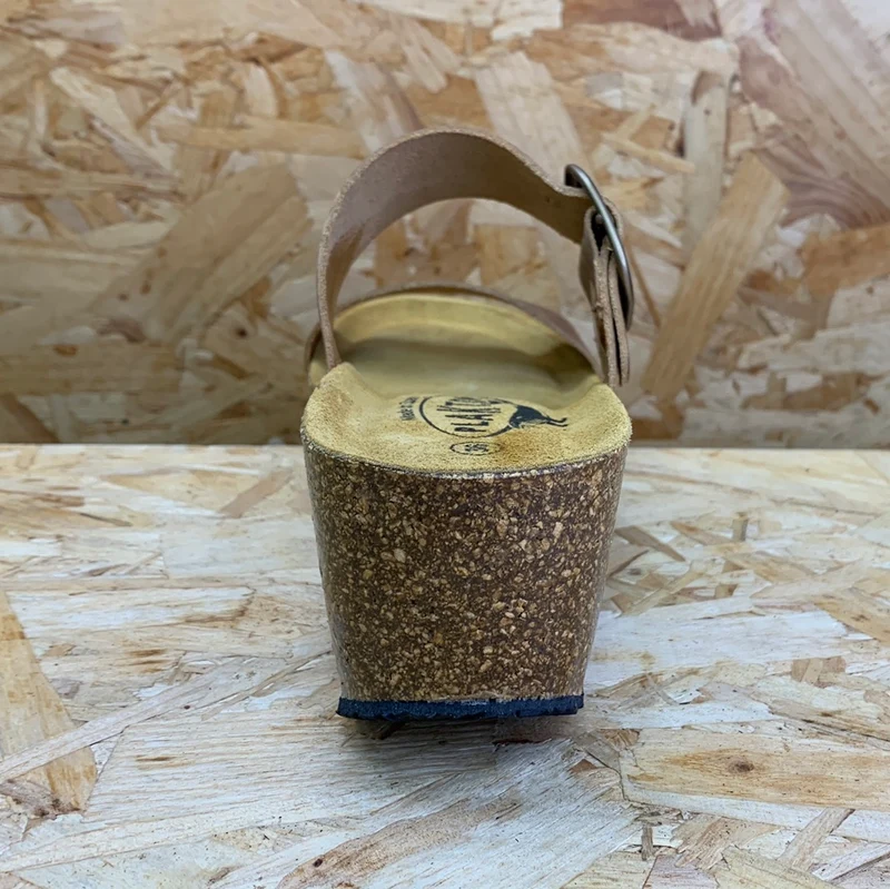 Plakton Damen-Sandale „Alicante Hi Apure“ aus Leder – Eichenbraun