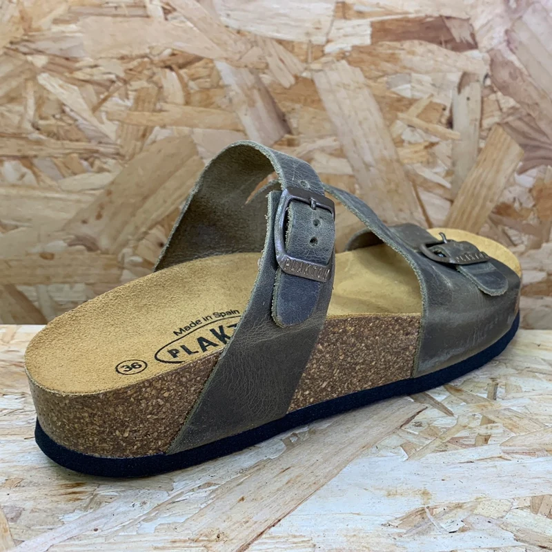 Plakton Seville Mid Apure Ledersandale für Damen – Khaki