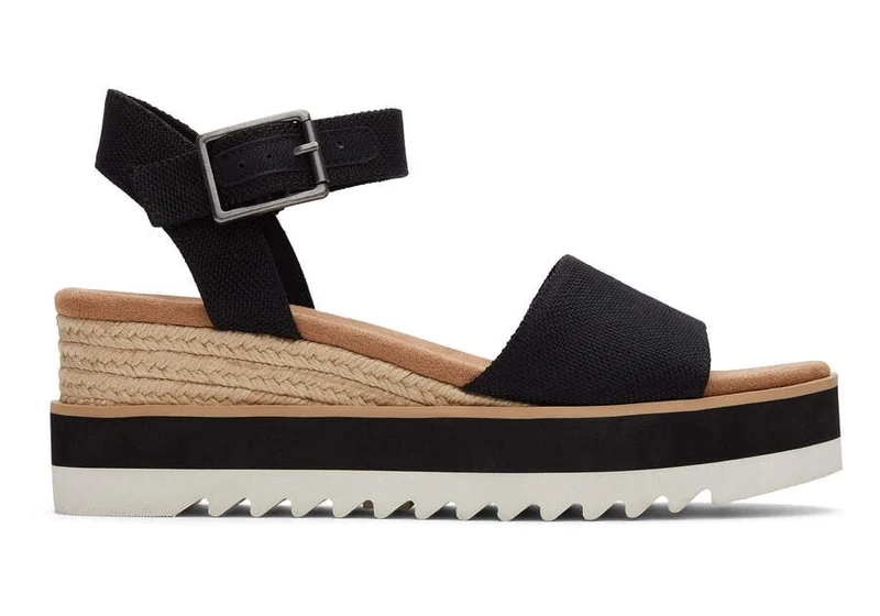 TOMS Damen-Diana-Keilsandale – Schwarz