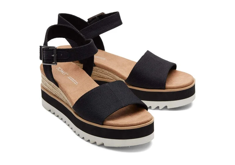 TOMS Damen-Diana-Keilsandale – Schwarz
