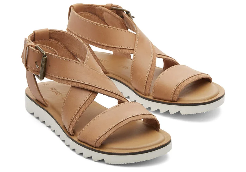 TOMS Damen Sidney Tread Ledersandale – Natur
