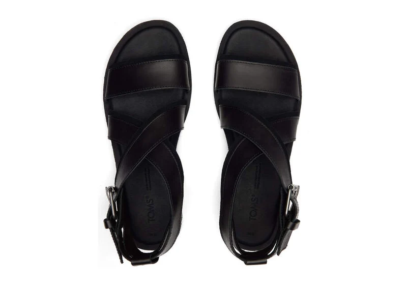 TOMS Sidney Tread Ledersandale für Damen – Schwarz