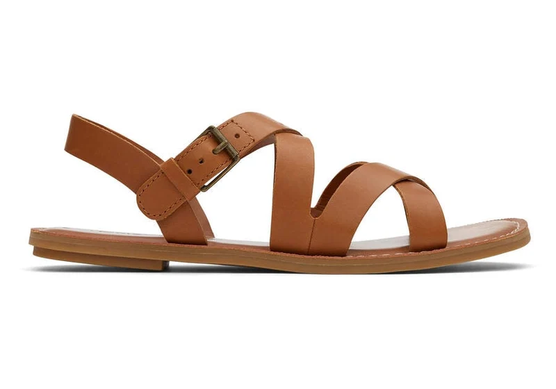 TOMS Damen-Sandale Sicily aus Leder – Braun