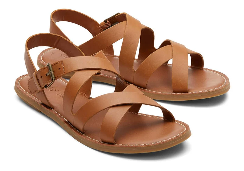 TOMS Damen-Sandale Sicily aus Leder – Braun