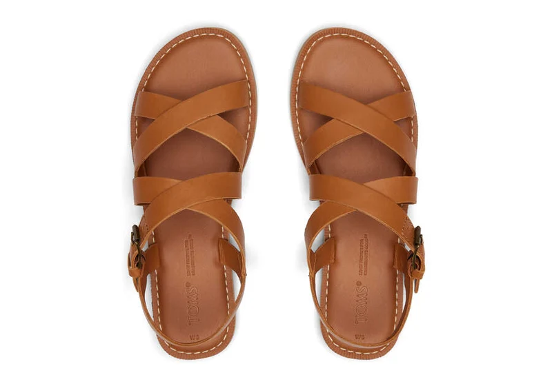 TOMS Damen-Sandale Sicily aus Leder – Braun