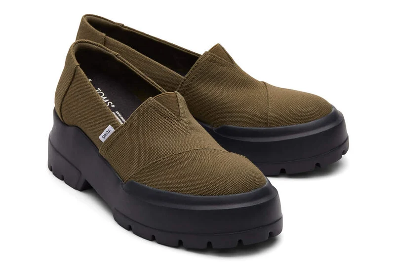 TOMS Damen Combat Low Schuh – Olivgrün
