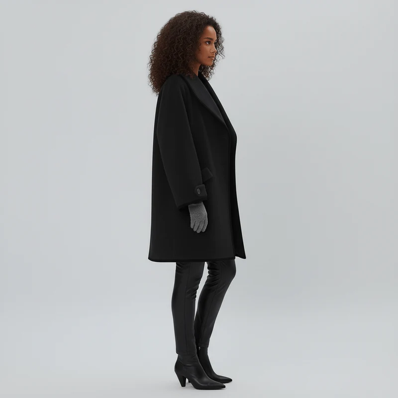 Oversized Mantel Mit Weitem Revers - Lillian