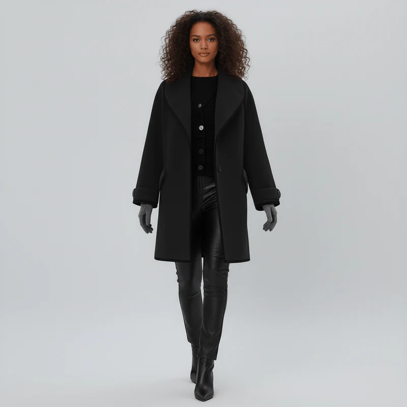 Oversized Mantel Mit Weitem Revers - Lillian