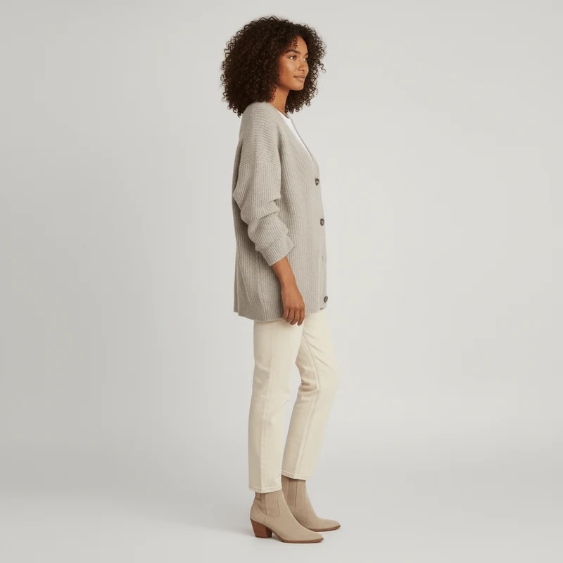 Locker Geschnittener Cardigan Mit Knopfleiste - Jamila
