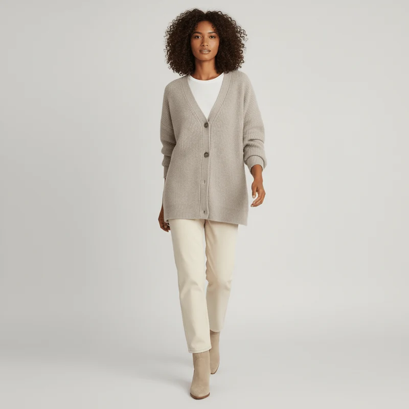 Locker Geschnittener Cardigan Mit Knopfleiste - Jamila