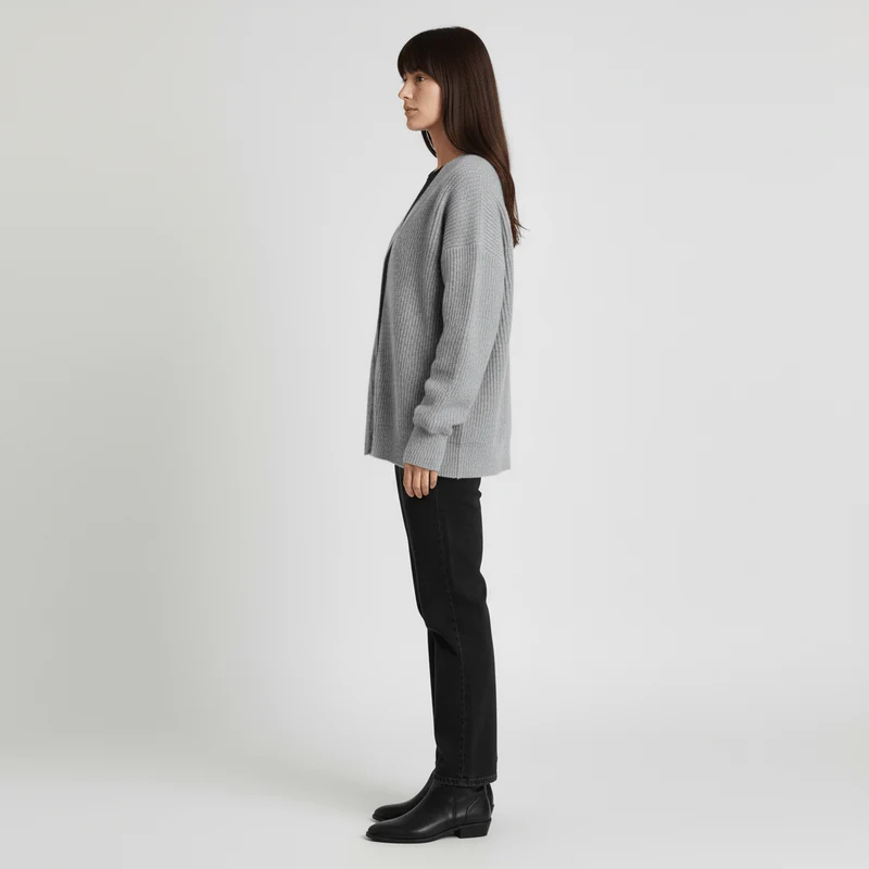 Locker Geschnittener Cardigan Mit Knopfleiste - Jamila