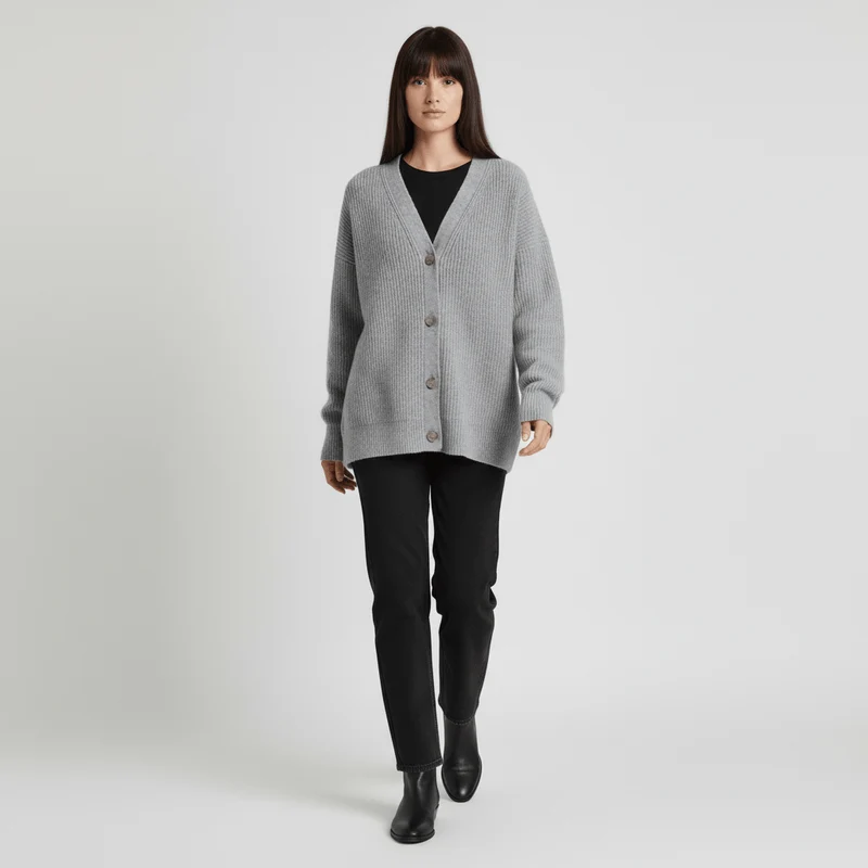 Locker Geschnittener Cardigan Mit Knopfleiste - Jamila