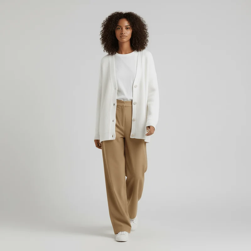 Locker Geschnittener Cardigan Mit Knopfleiste - Jamila