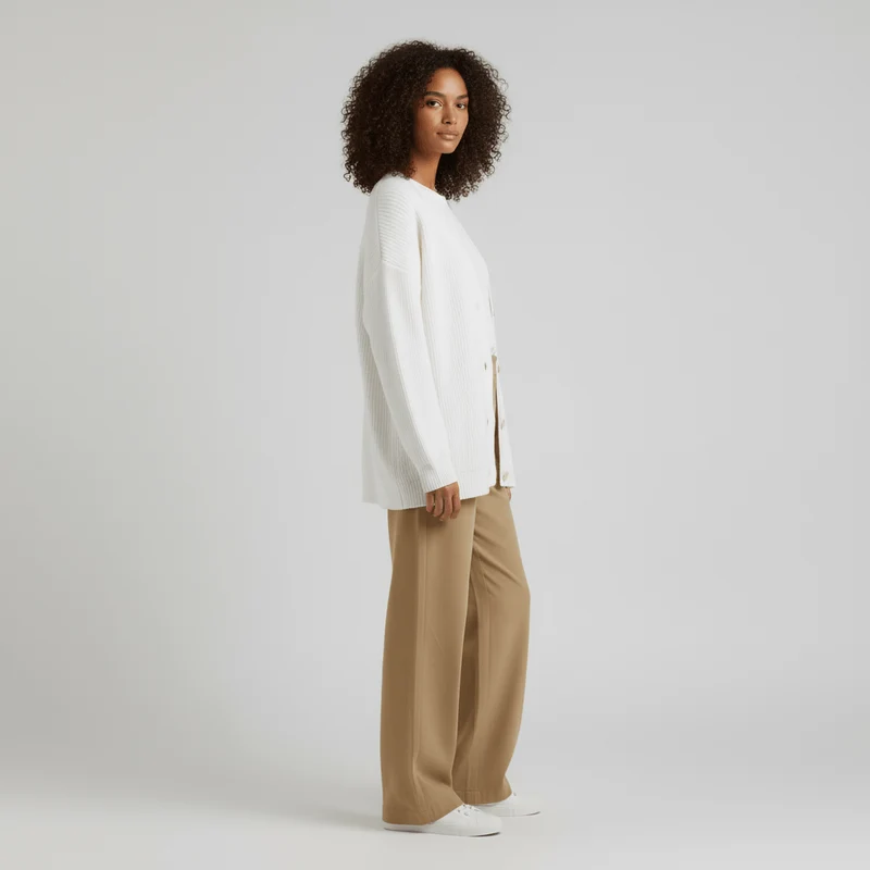 Locker Geschnittener Cardigan Mit Knopfleiste - Jamila