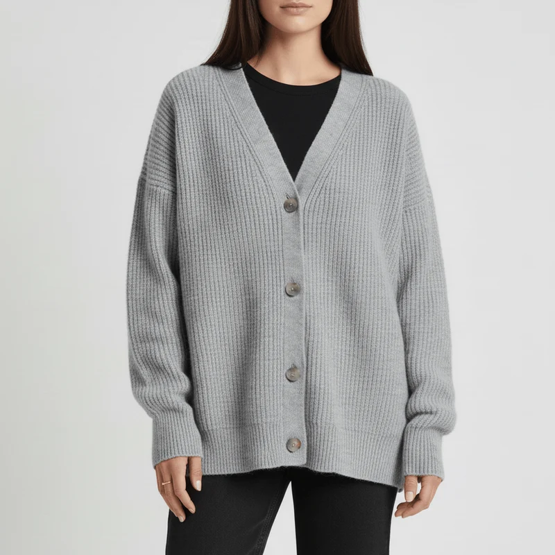 Locker Geschnittener Cardigan Mit Knopfleiste - Jamila
