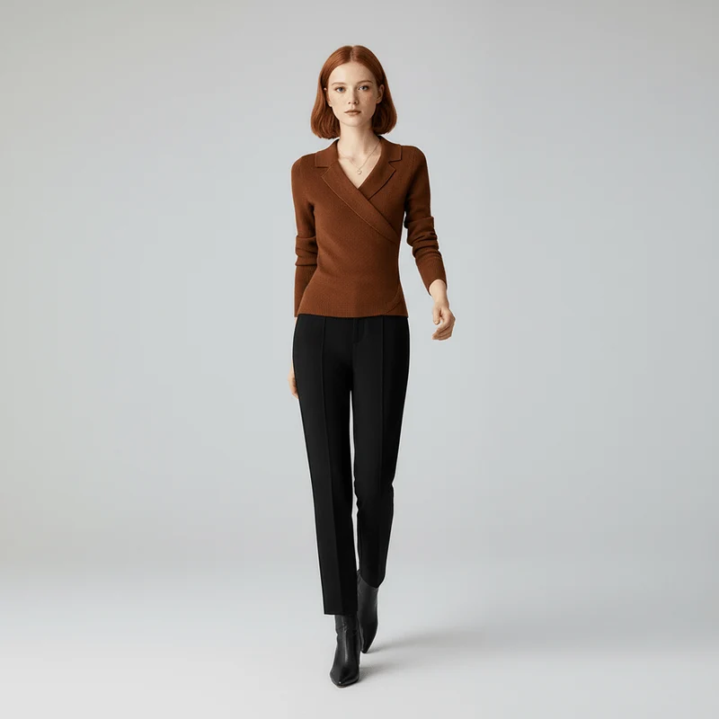 Pullover Mit Drapiertem V-Ausschnitt - Catharina