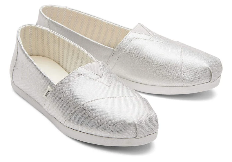 TOMS Damen Glimmer Alpargata Espadrille – Silber