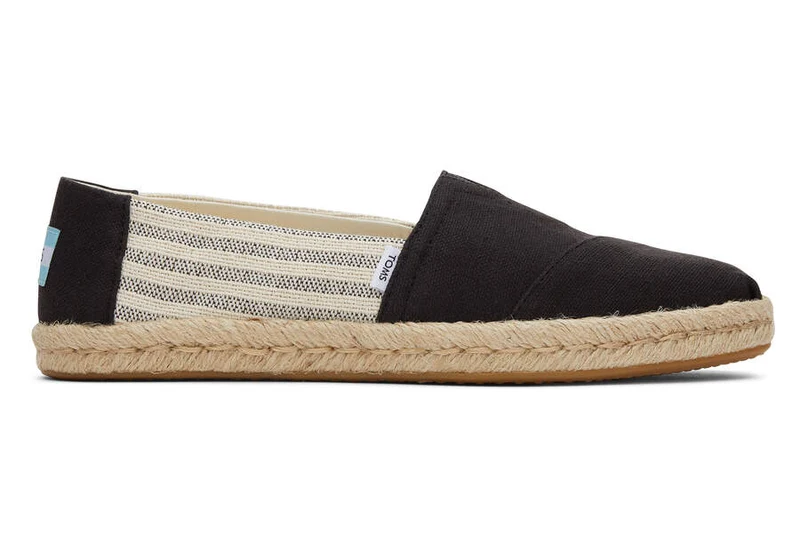 TOMS Damen-Espadrille aus recyceltem Baumwollseil von Alpargata – schwarze Streifen