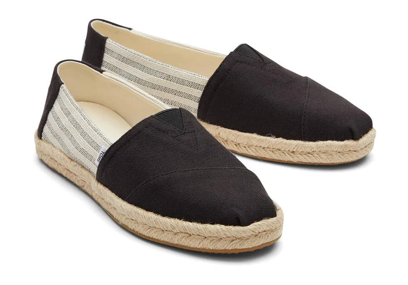 TOMS Damen-Espadrille aus recyceltem Baumwollseil von Alpargata – schwarze Streifen
