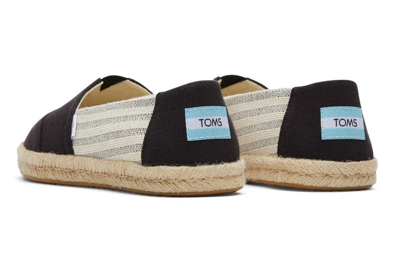 TOMS Damen-Espadrille aus recyceltem Baumwollseil von Alpargata – schwarze Streifen